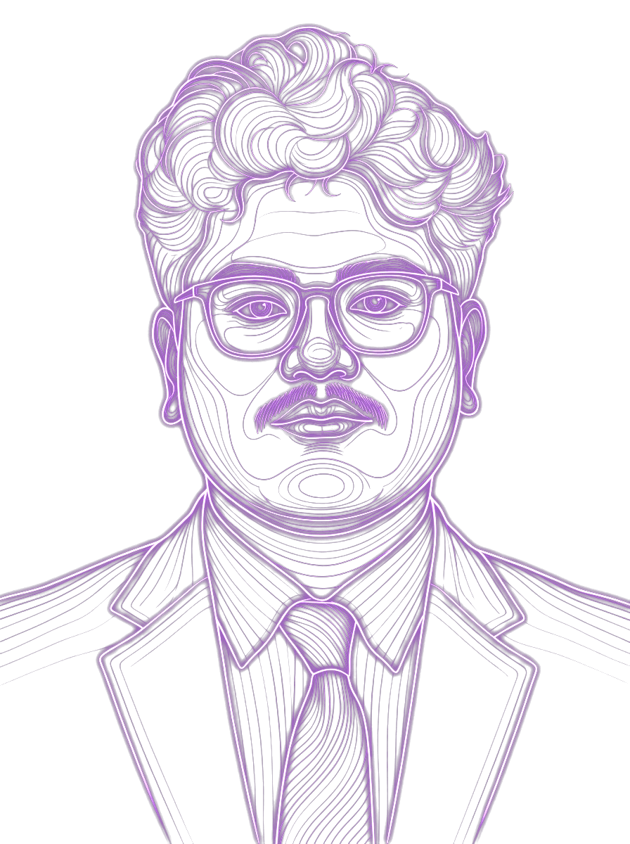 Line-art portrait of Alex Galedo